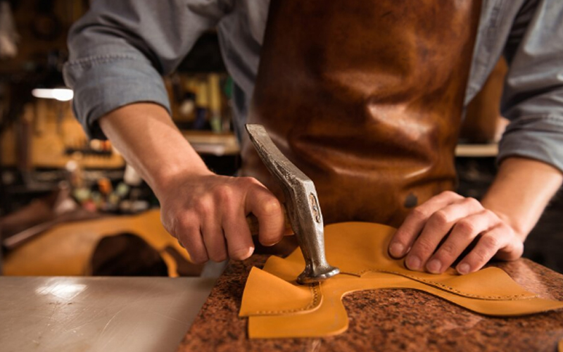 working with the leather