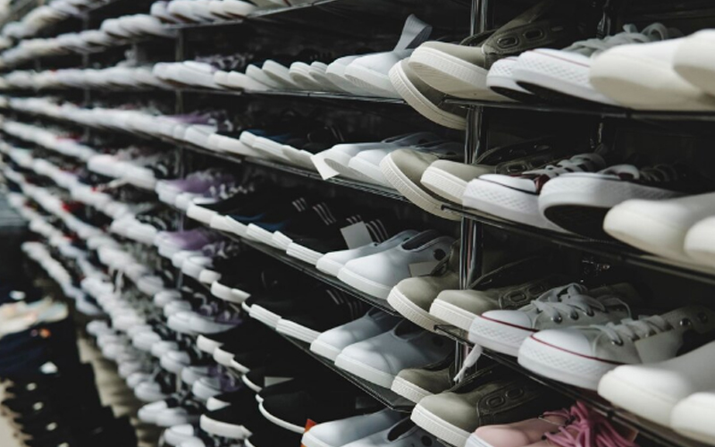 sneakers on the shelves
