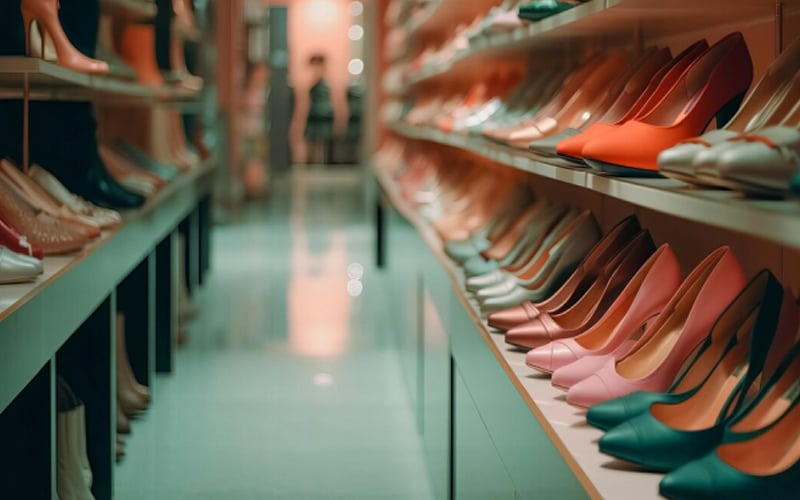 assortment of shoes on the shelf case