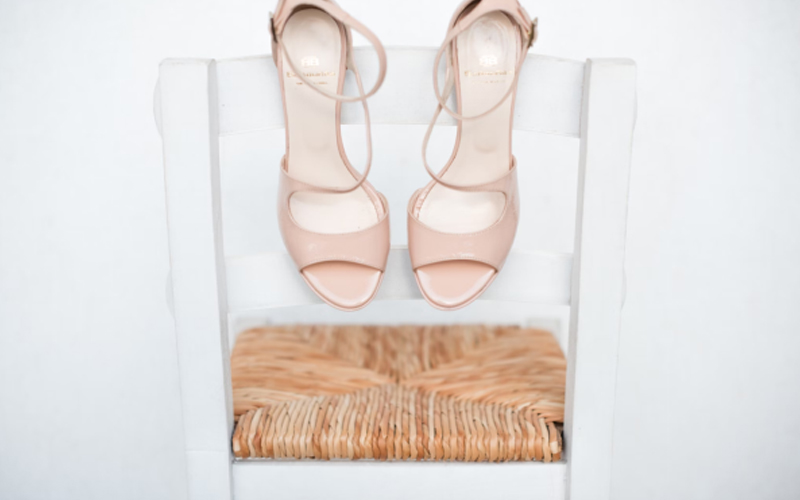 shoes elegantly displayed on the chair