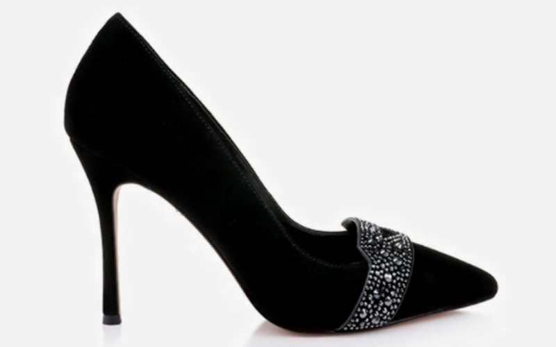 Black Kid Suede & Hotfix Stiletto Pump