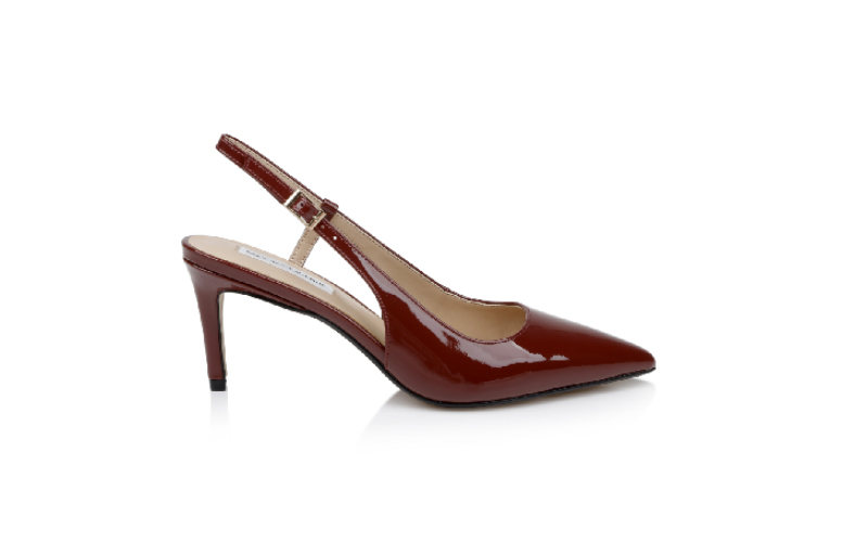 Footwear Collection-Fired brick patent leather slingback