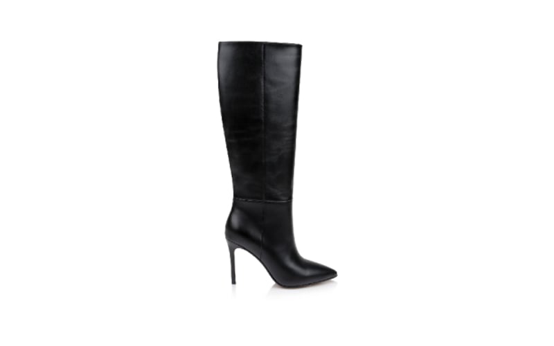 Black high shine cow leather long boots