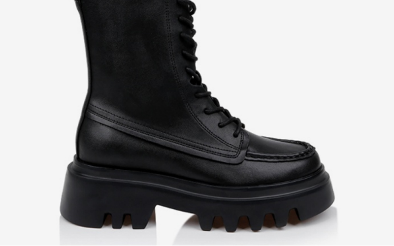 Black Synthetic Leather Boots