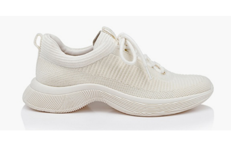 White Flyknit Lace-up Sneaker with Rubber Outsole