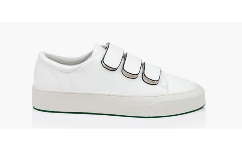 White Synthetic Leather Velcro Sneaker