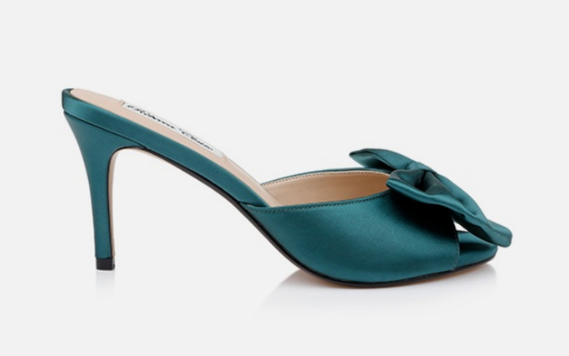 OEmerald Satin Bow Sandal
