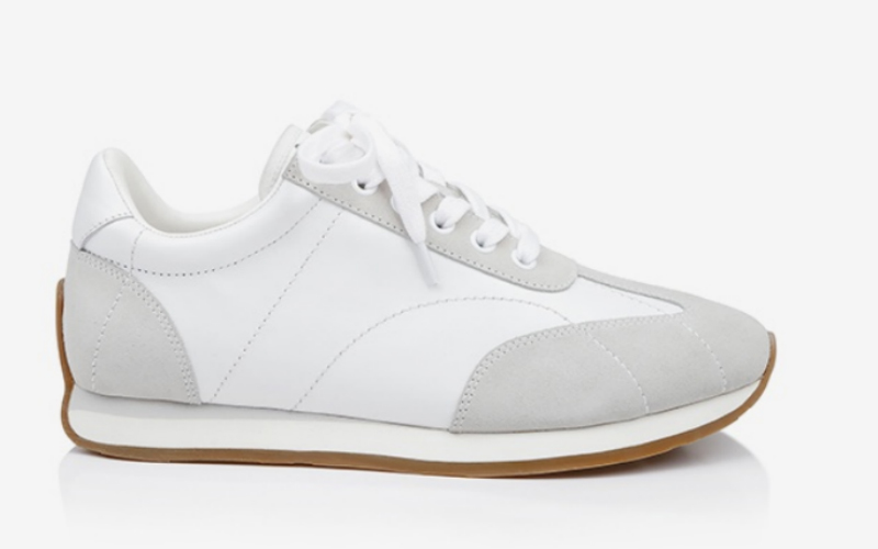 White Cow Suede & Linen Fabric Sneaker
