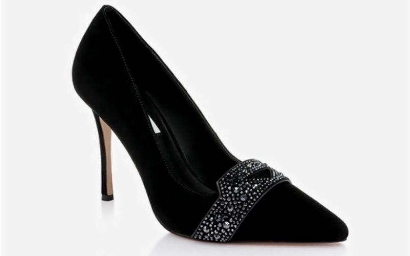 Black Kid Suede & Hotfix Stiletto Pump