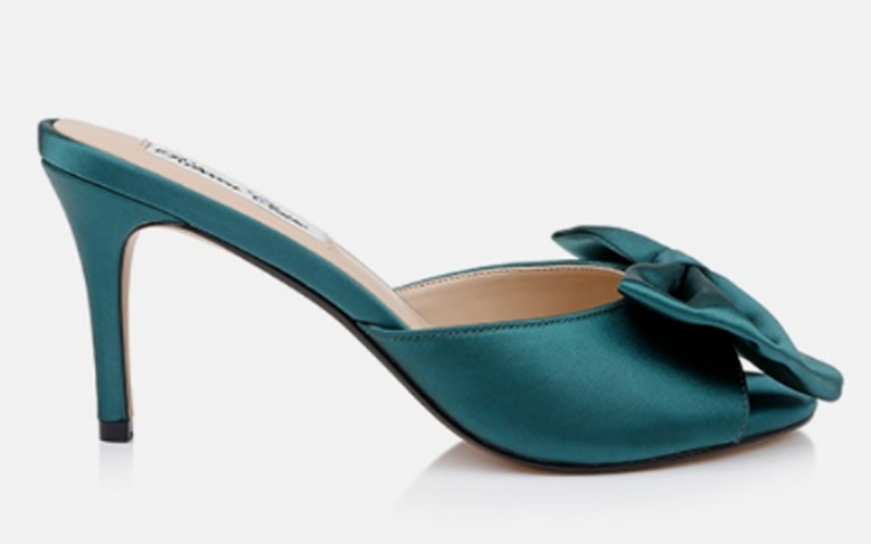 Emerald Satin Bow Sandal