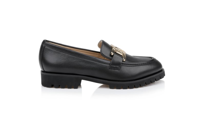 Black smooth leather loafer