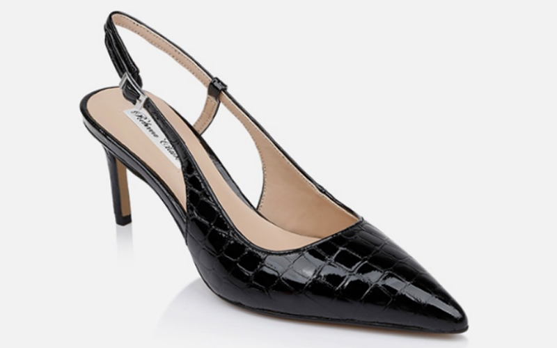 Black Croc Leather Slingback